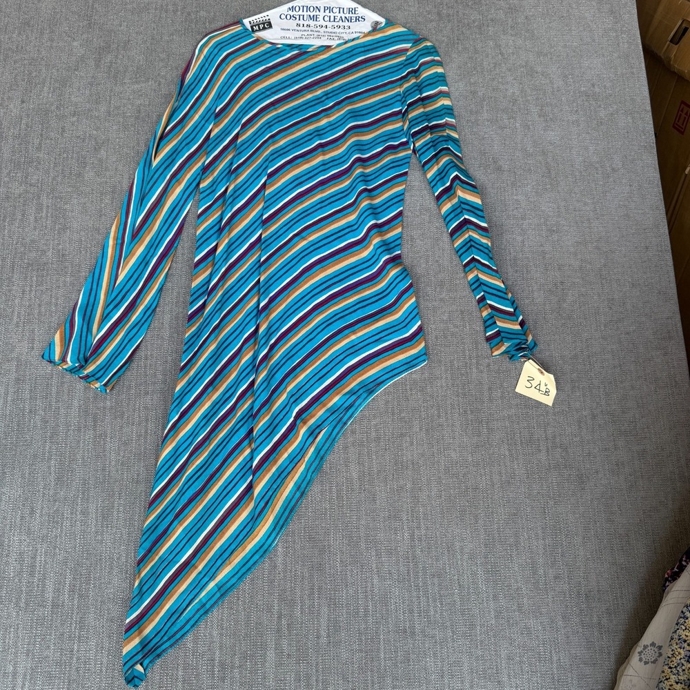 Vtg Morty Sussman Mollie Parnis Boutique Asymmetric Dress Womens 6 Multi Striped